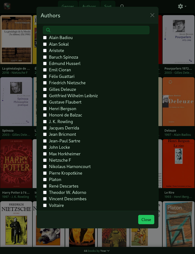 Authors Filter Modal